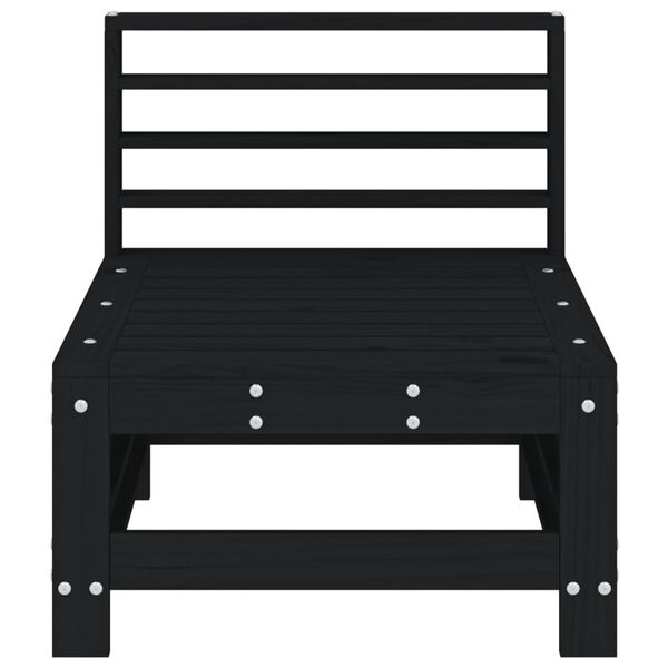 vidaXL Garden Middle Sofa Black Solid Pine Wood Standard Modular