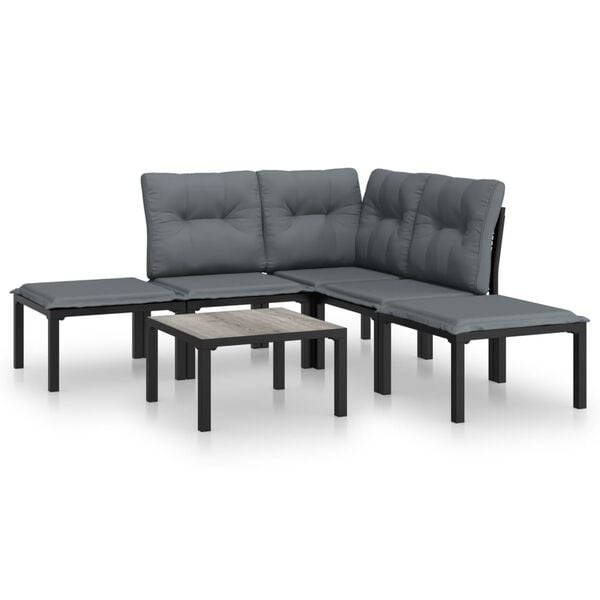 vidaXL Garden Lounge Set Black, Grey