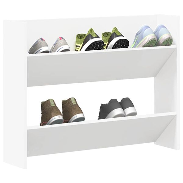 vidaXL Wall Shoe Cabinet White 31.5"x7.1"x23.6" Engineered Wood