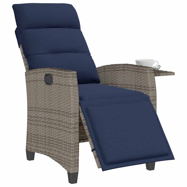 vidaXL Reclining Garden Chair Grey, Navy Blue