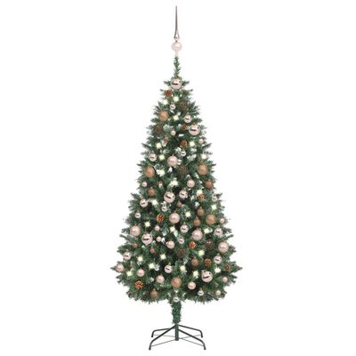 vidaXL Artificial Pre-lit Christmas Tree with Ball Set&Pine Cones 70.9"