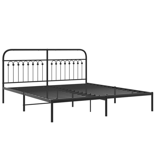 vidaXL Bed Frame Black Steel 72 x 80 in Durable Bed Frame