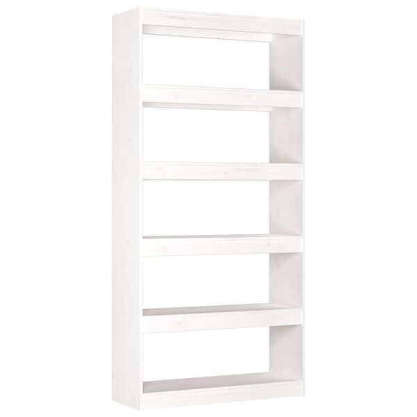 vidaXL Book Cabinet White Solid Pine Wood Medium Book Cabinet