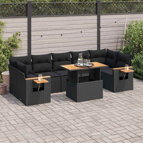 vidaXL Garden Sofa Set Black