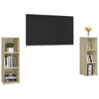 vidaXL TV Stands 2 pcs Sonoma Oak 42.1"x13.8"x14.6" Engineered Wood