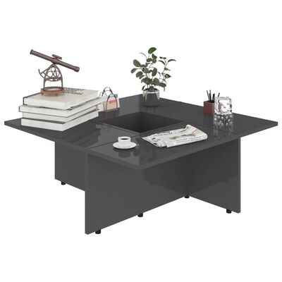 vidaXL Coffee Table High Gloss Gray 31.3"x31.3"x11.8" Engineered Wood
