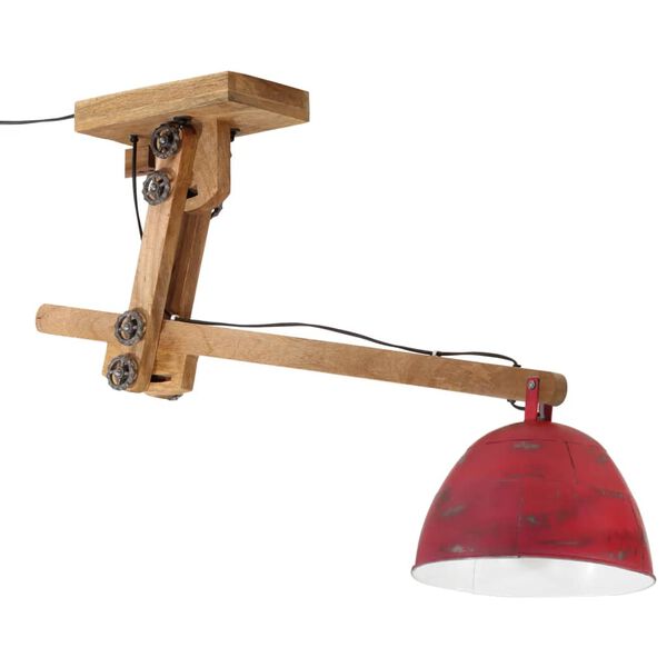 vidaXL Ceiling Lamp Distressed Red Iron, Solid Mango Wood Large