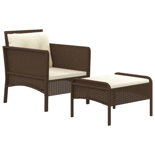 vidaXL Patio Lounge Set Brown Poly Rattan Standard Durable