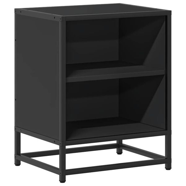 vidaXL Stylish Black Bedside Cabinet Engineered wood & metal Modern design