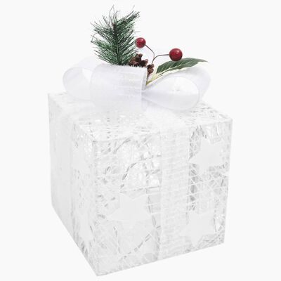 vidaXL Decorative Christmas Gift Boxes 3 pcs White Outdoor Indoor