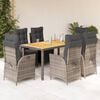 vidaXL Garden Dining Set Gray PE Rattan Large Adjustable Footrests