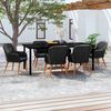 vidaXL Garden Dining Set Black Poly Rattan 7 Piece Removable Covers