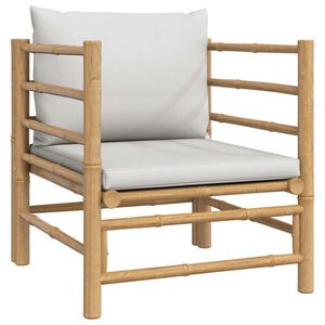 vidaXL Garden Sofa Light grey, Natural bamboo Bamboo, 100% Polyester