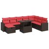 vidaXL 9 Piece Patio Sofa Set with Cushions Brown Poly Rattan Acacia