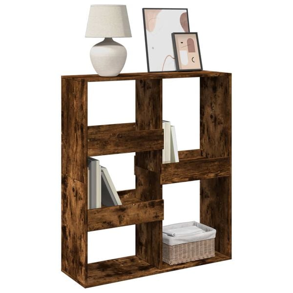 vidaXL Book Cabinet Smoked Oak Engineered Wood Medium Storage
