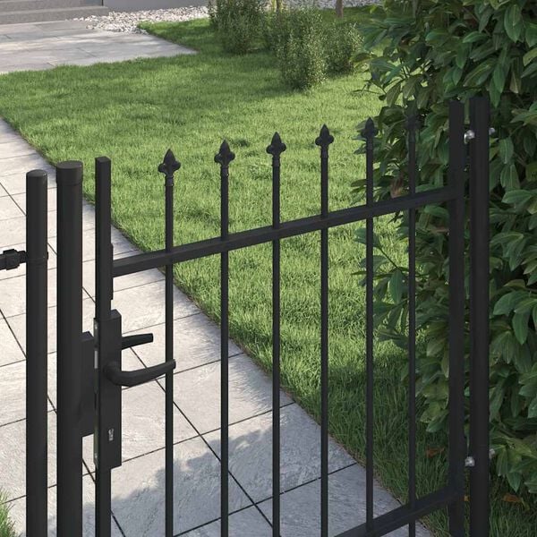 vidaXL Fence Gate Single Door with Spike Top Steel 39.4"x39.4" Black