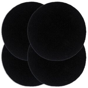 vidaXL Placemat Set of 4 Black Cotton 15 in diameter Non-slip Round