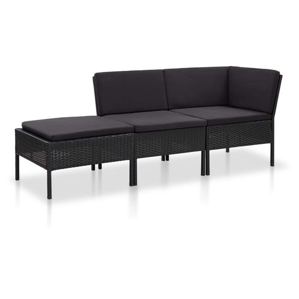 vidaXL Garden Lounge Set Black PE (polyethylene) rattan Medium Modular