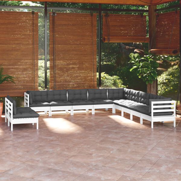 vidaXL Garden Lounge Set White, Anthracite