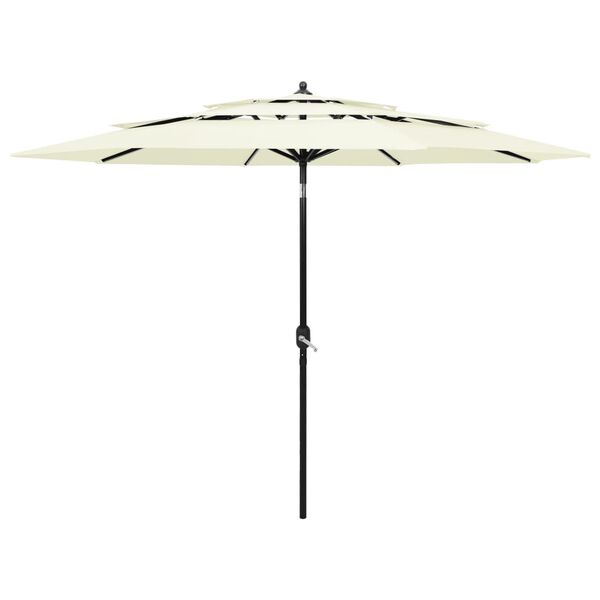 vidaXL Parasol Sand Polyester, Aluminum Large Collapsible Parasol