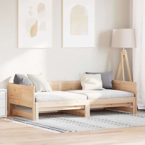 vidaXL Pull-out Day Bed Brown 80.12 x 72.44 x 22.24 in Solid Pine Wood
