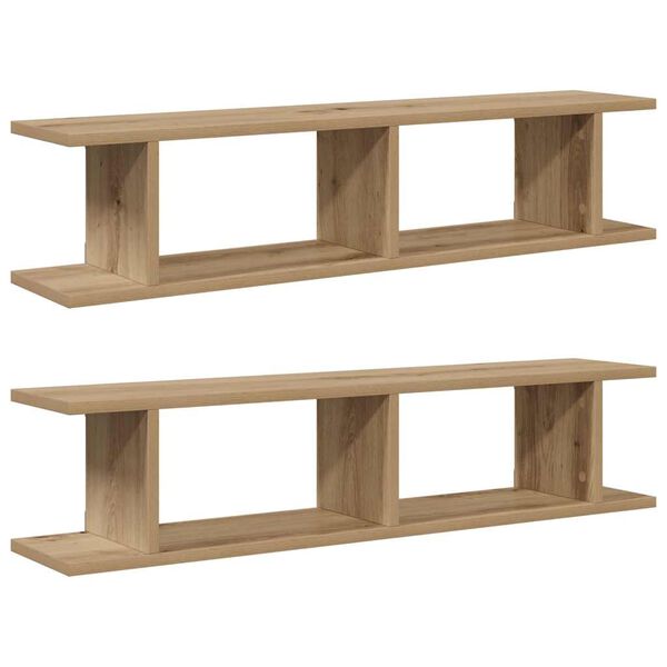 vidaXL Wall Shelf Set of 2 Artisan Oak Engineered Wood Large