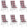 vidaXL Highback Chair Cushion Set of 6 Red Check Pattern