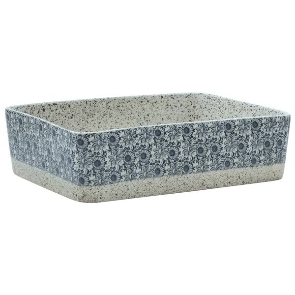 vidaXL Countertop Basin Grey and Blue Rectangular 18.1x14.0x5.1" Ceramic