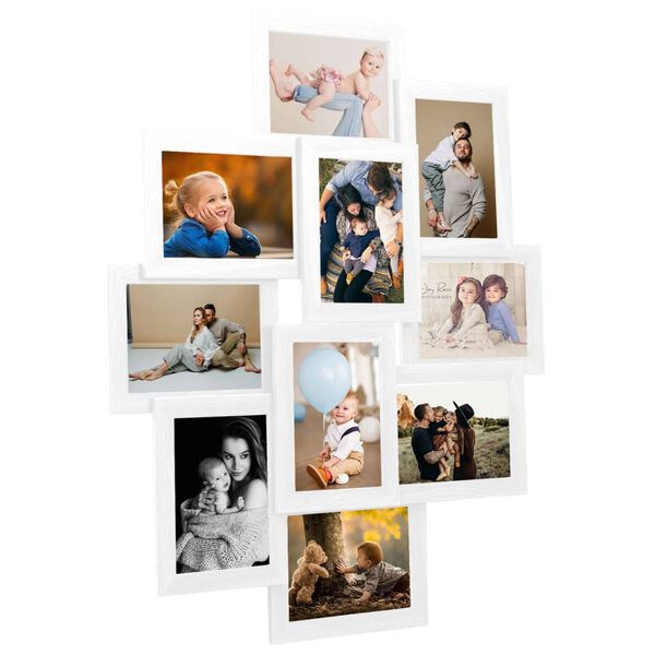 vidaXL Photo Frame White MDF and hard PS material Holds 4x6 in photos