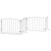 vidaXL Dog Gate Set of 10 White Poplar Wood Large Foldable Dog Gate