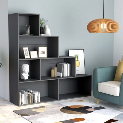 vidaXL Book Cabinet/Room Divider Gray 61"x9.4"x63" Engineered Wood