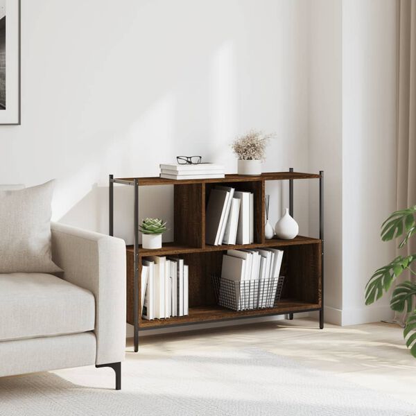 vidaXL Bookcase Brown oak Engineered Wood Medium Bookcase Rectangular