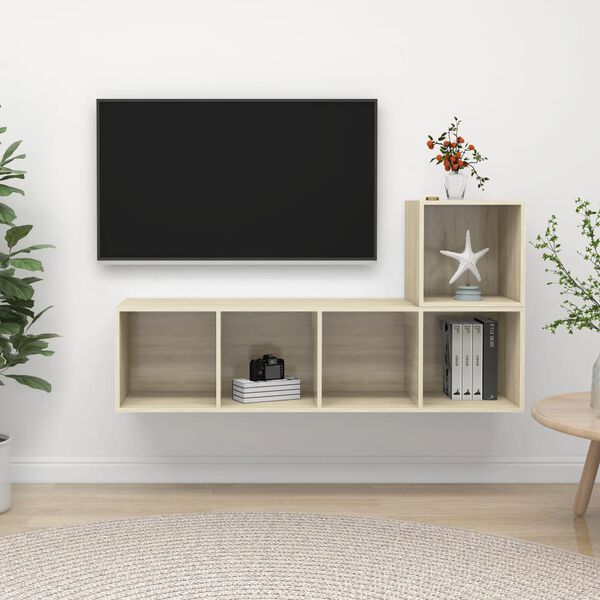 vidaXL 2 Piece TV Stand Set Sonoma Oak Engineered Wood