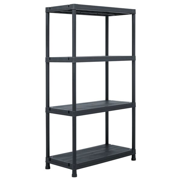 vidaXL Storage Shelf Racks 5 pcs Black 23.6"x11.8"x54.3" Plastic