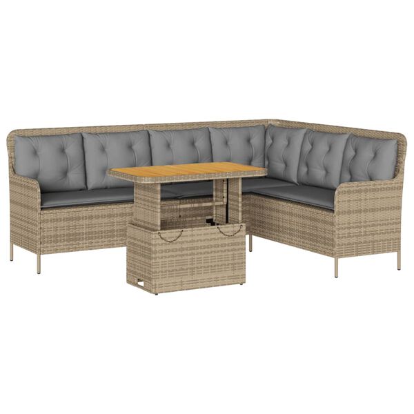 vidaXL Patio Sofa Set Beige PE rattan Large UV-resistant materials