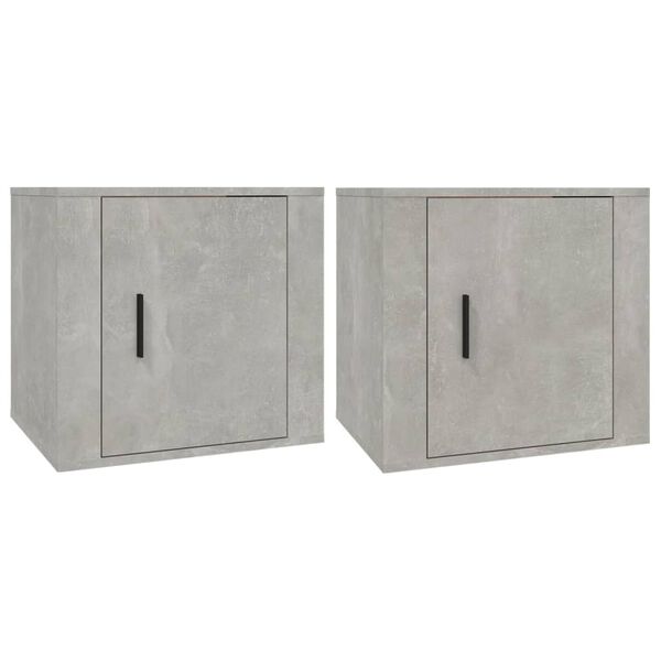 vidaXL Bedside Cabinet Set of 2 Concrete Grey Engineered Wood