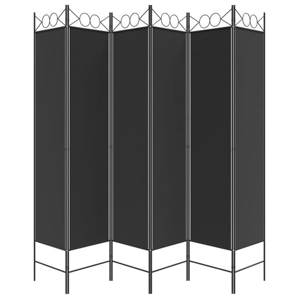 vidaXL 6-Panel Room Divider Black 94.5"x78.7" Fabric