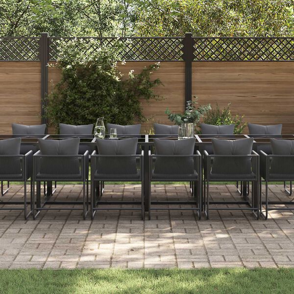 vidaXL Garden Dining Set 17 pcs Black Steel