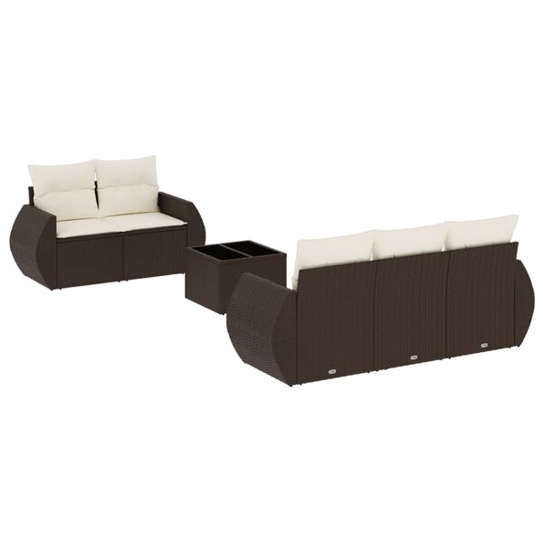 vidaXL Garden Sofa Set Brown, Cream White
