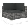 vidaXL Garden Sofa Grey PE Rattan Medium Modular Garden Sofa