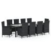vidaXL 11 Piece Patio Dining Set with Cushions Poly Rattan Black