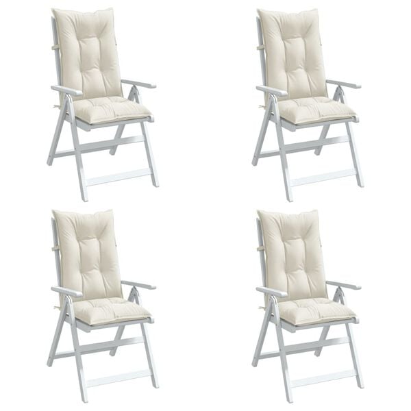 vidaXL Highback Chair Cushion Set of 4 Melange Cream 100% Polyester