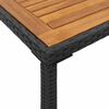 vidaXL Garden Table Black PE rattan, powder-coated steel, solid acacia wood