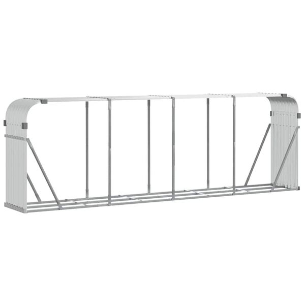 vidaXL Log Holder Silver 118.1"x17.7"x39.4" Galvanized Steel