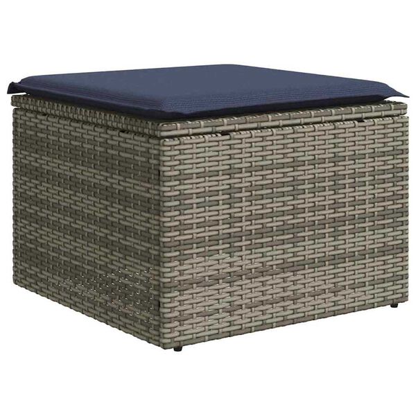 vidaXL Garden Stool Gray 55 x 55 x 37cm poly rattan