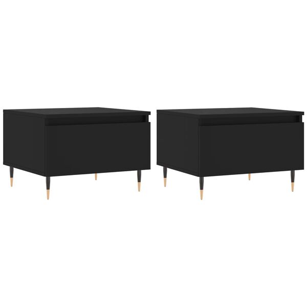 vidaXL Coffee Table Set of 2 Black Engineered wood, Metal Medium