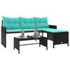 vidaXL Garden Sofa Black sofa with blue cushions