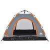 vidaXL Camping Tent 3-Person Gray and Orange Quick Release