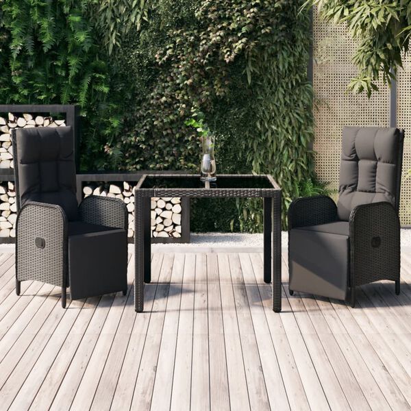 vidaXL Garden Dining Set Black PE rattan and powder-coated steel Medium