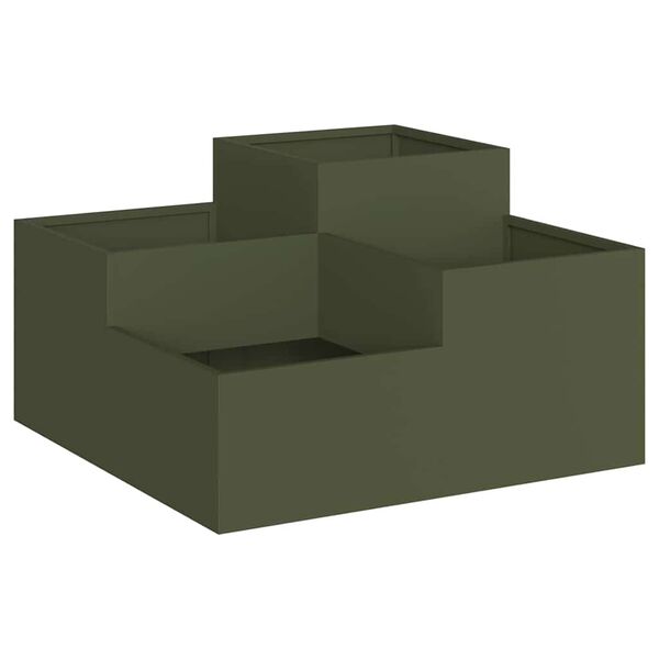 vidaXL Garden Planter Olive green 80 x 80 x 48 cm Steel